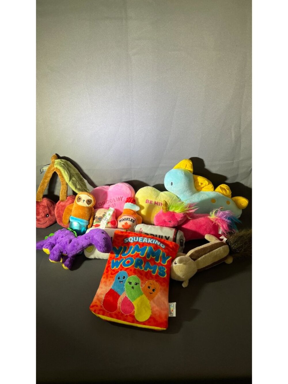 13 Assorted Plush Dog Toys Bundle With Squeakers & Fun Designs